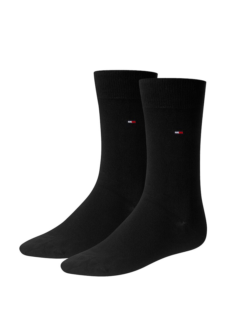 Tommy Hilfiger Set de sosete lungi cu logo brodat - 2 perechi - Negru