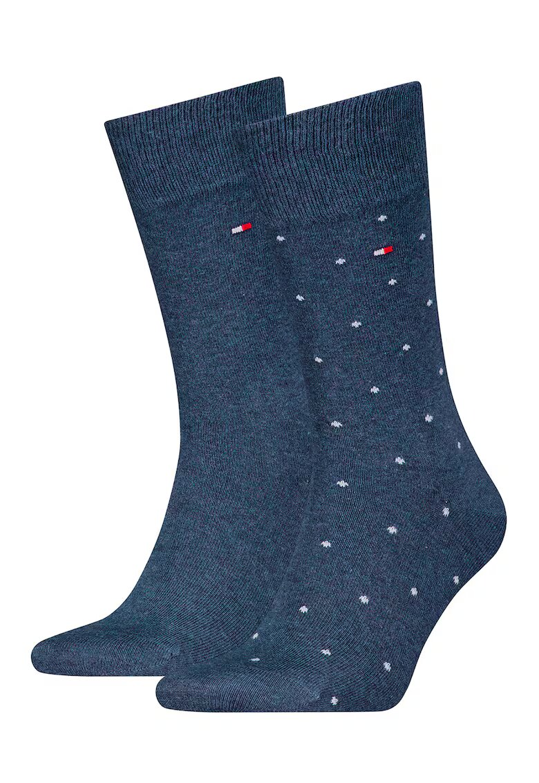 Tommy Hilfiger Set de sosete lungi cu modele diverse - 2 perechi - Albastru inchis/Alb murdar