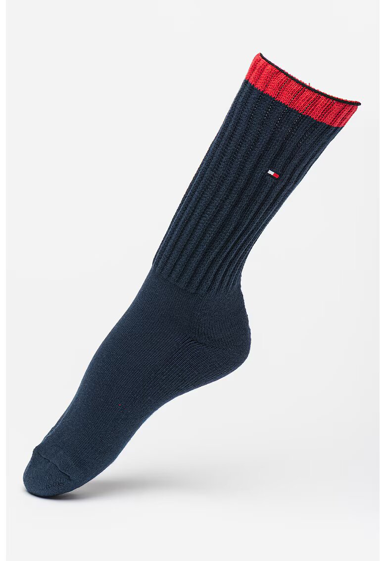 Tommy Hilfiger Sosete lungi cu detaliu contrastant - Bleumarin