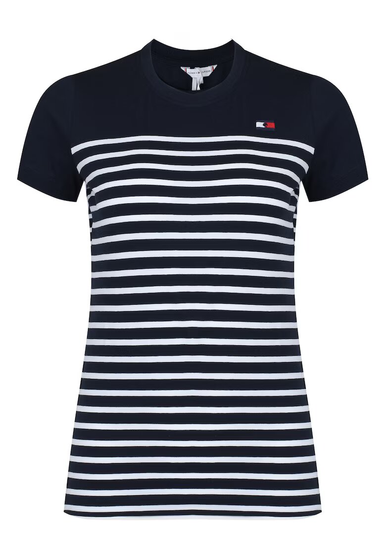 Tommy Hilfiger Tricou Damian Femei Navy si Alb - Alb/Bleumarin