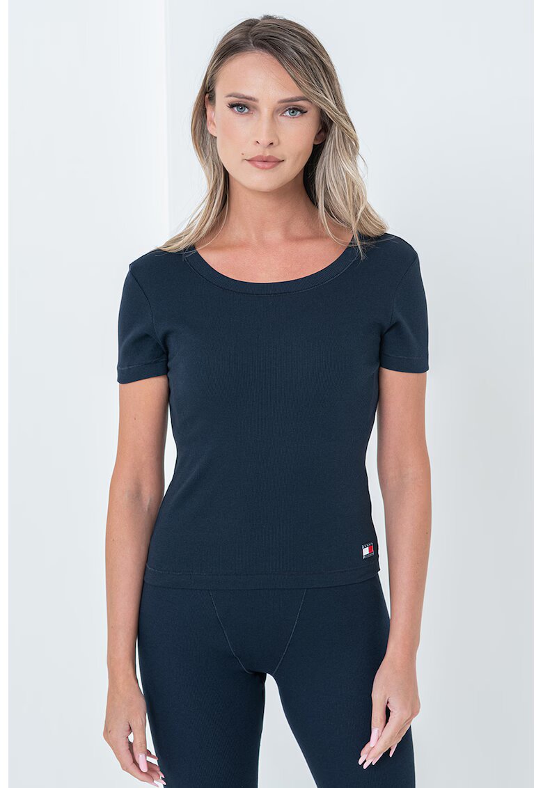 Tommy Hilfiger Tricou de casa cu croiala slim fit si decolteu rotund - Albastru ultramarin
