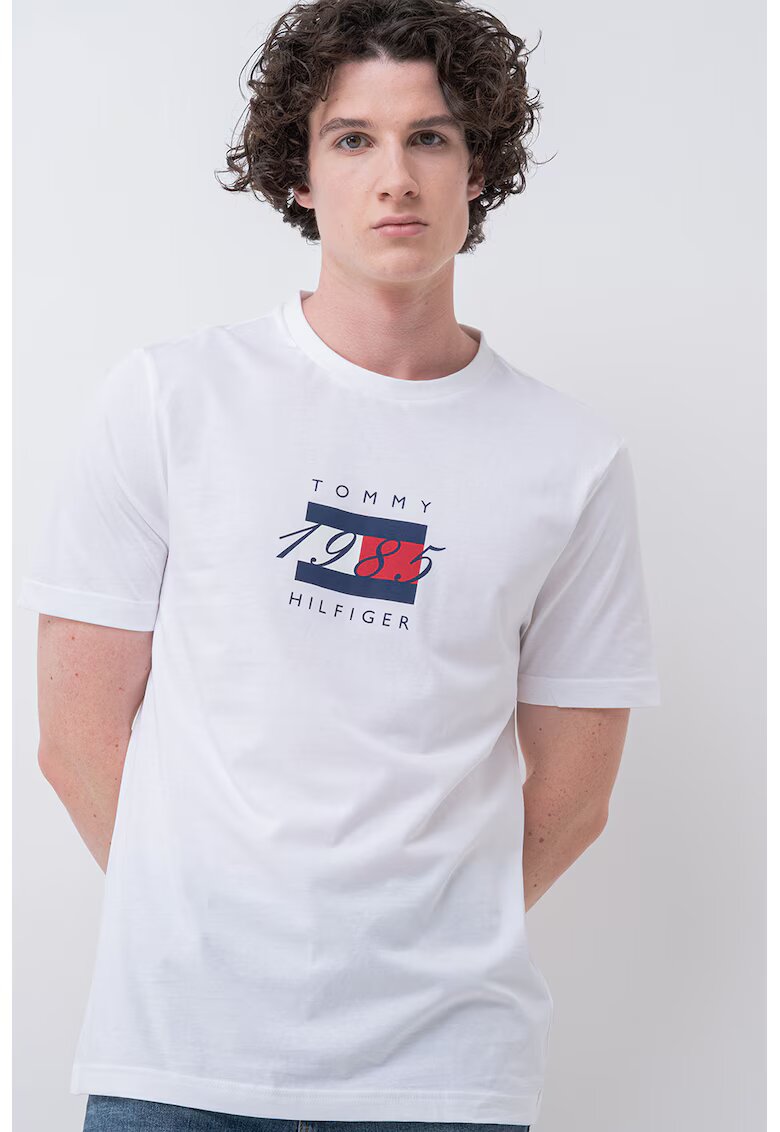Tommy Hilfiger Tricou din bumbac cu detaliu logo pe piept - Alb