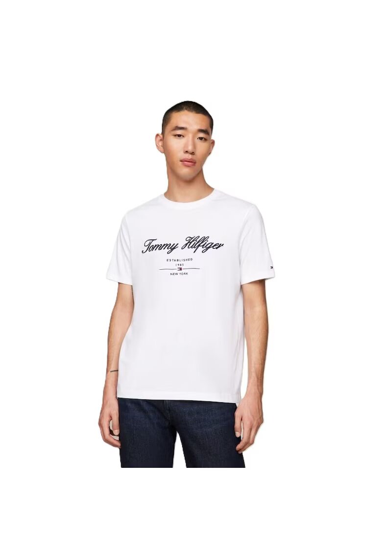 Tommy Hilfiger Tricou pentru Barbati - script logo tee - MW0MW33691-YBR - Alb - Alb
