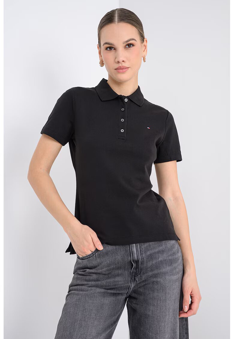 Tommy Hilfiger Tricou polo cu croiala slim-fit si logo - Negru/Negru stins