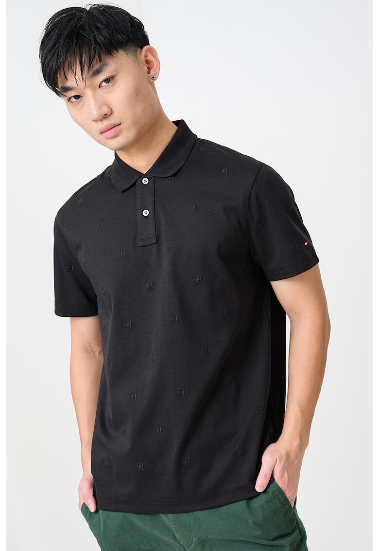 Tommy Hilfiger Tricou polo cu model monograma - Negru