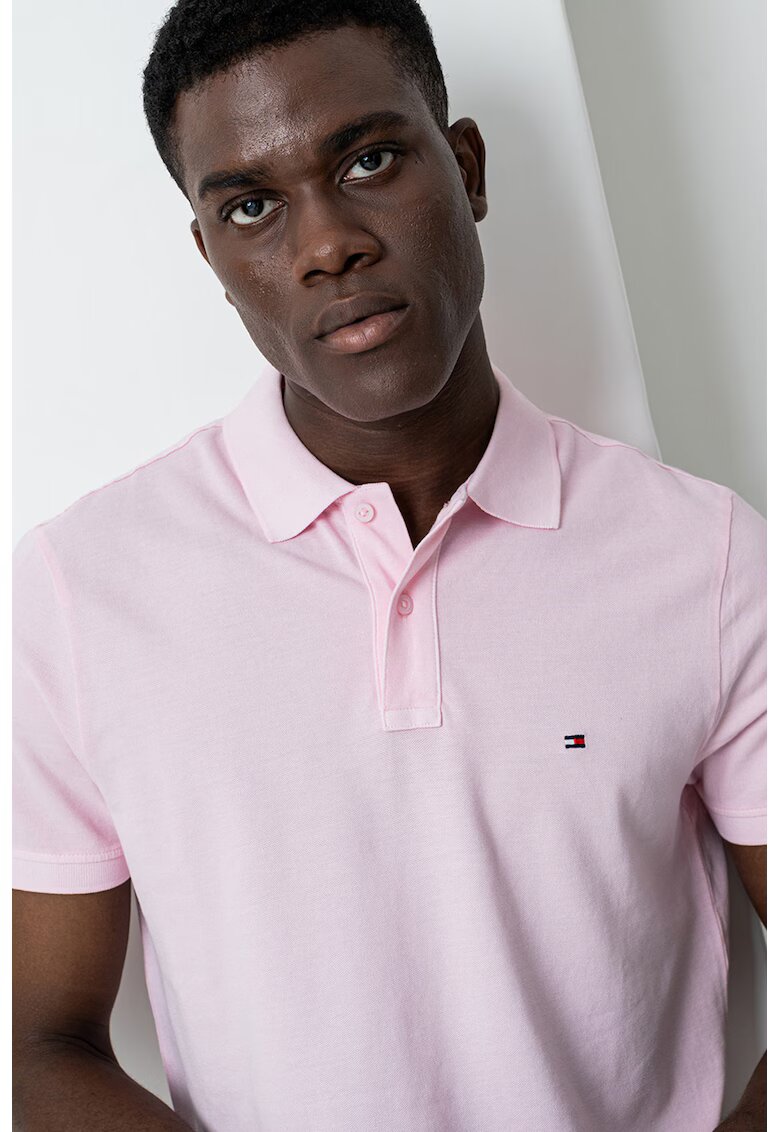 Tommy Hilfiger Tricou polo din bumbac organic - Roz pastel