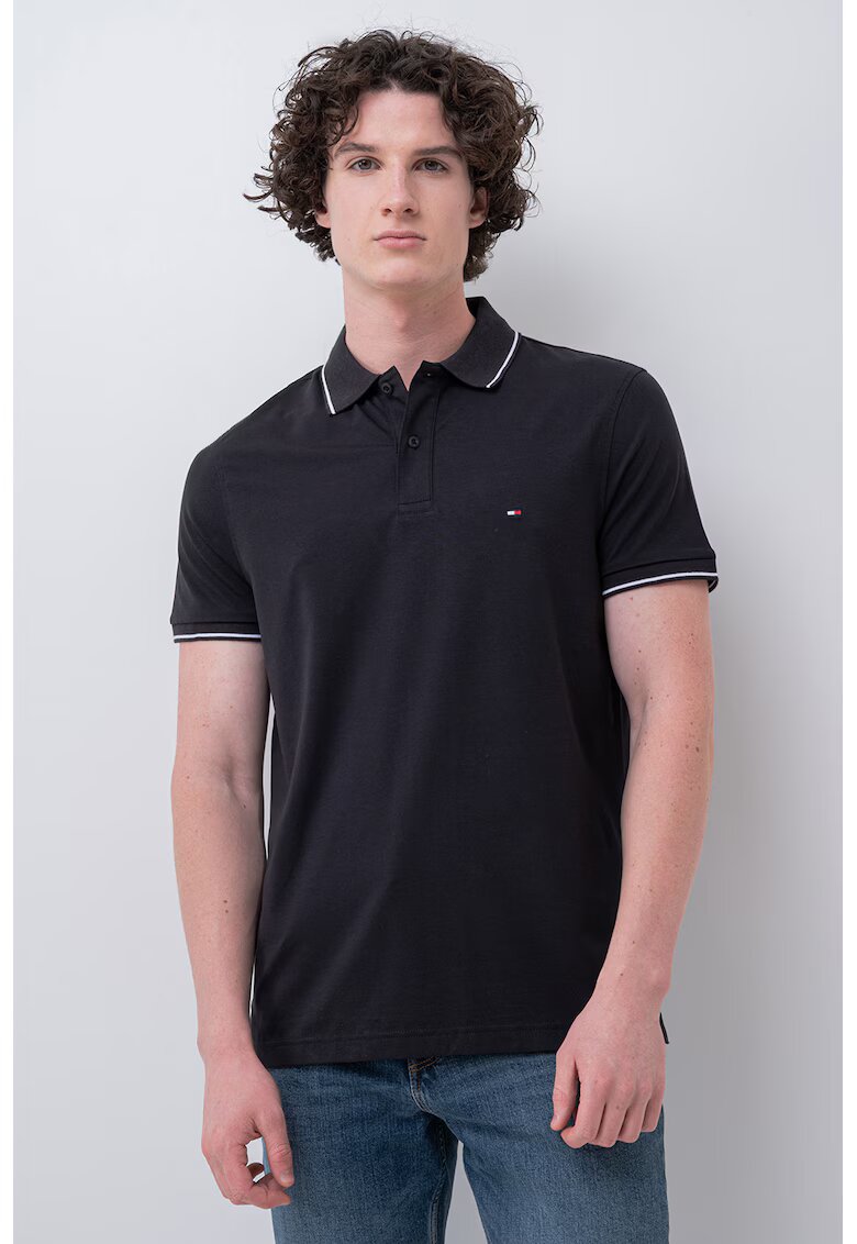 Tommy Hilfiger Tricou polo regular fit din amestec de lyocell - Negru
