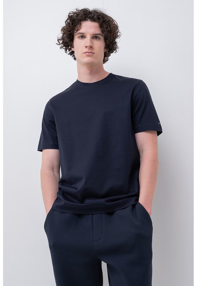 Tommy Hilfiger Tricou regular fit cu decolteu la baza gatului - Bleumarin