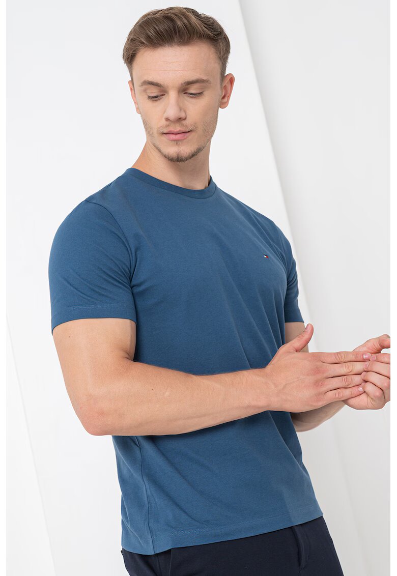 Tommy Hilfiger Tricou regular-fit cu decolteu la baza gatului Essential - Albastru inchis