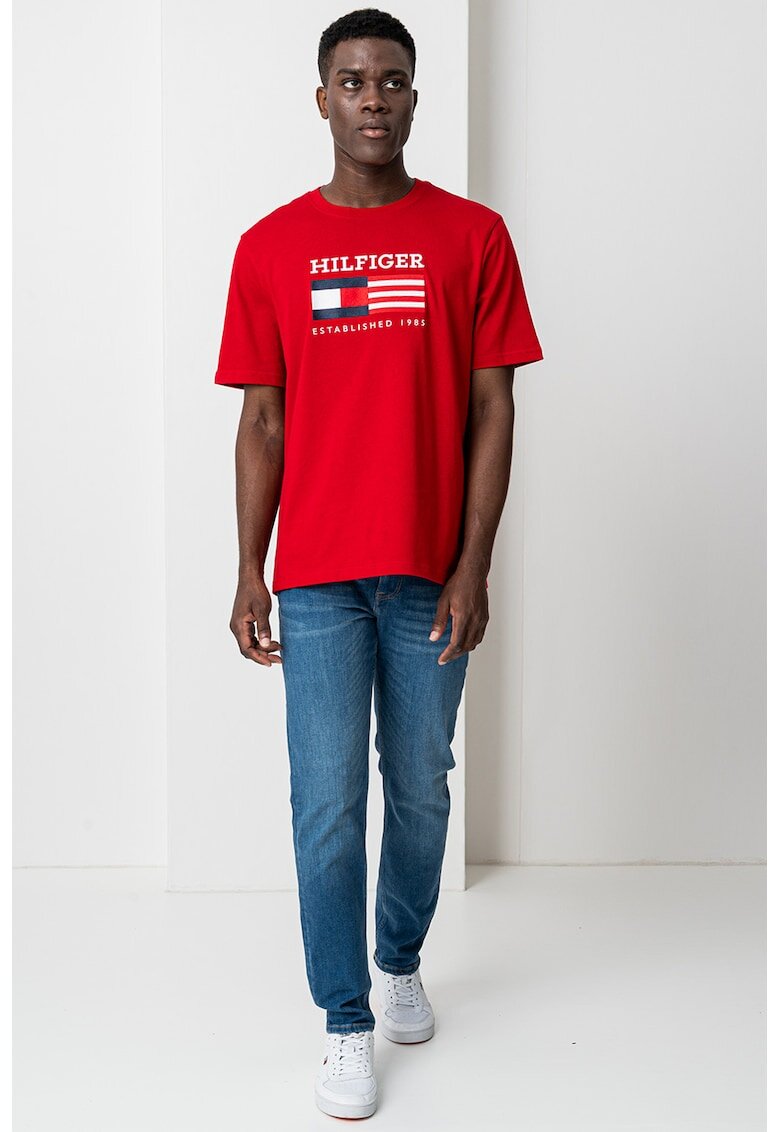 Tommy Hilfiger Tricou regular-fit cu imprimeu logo - Rosu/Negru stins/Alb optic