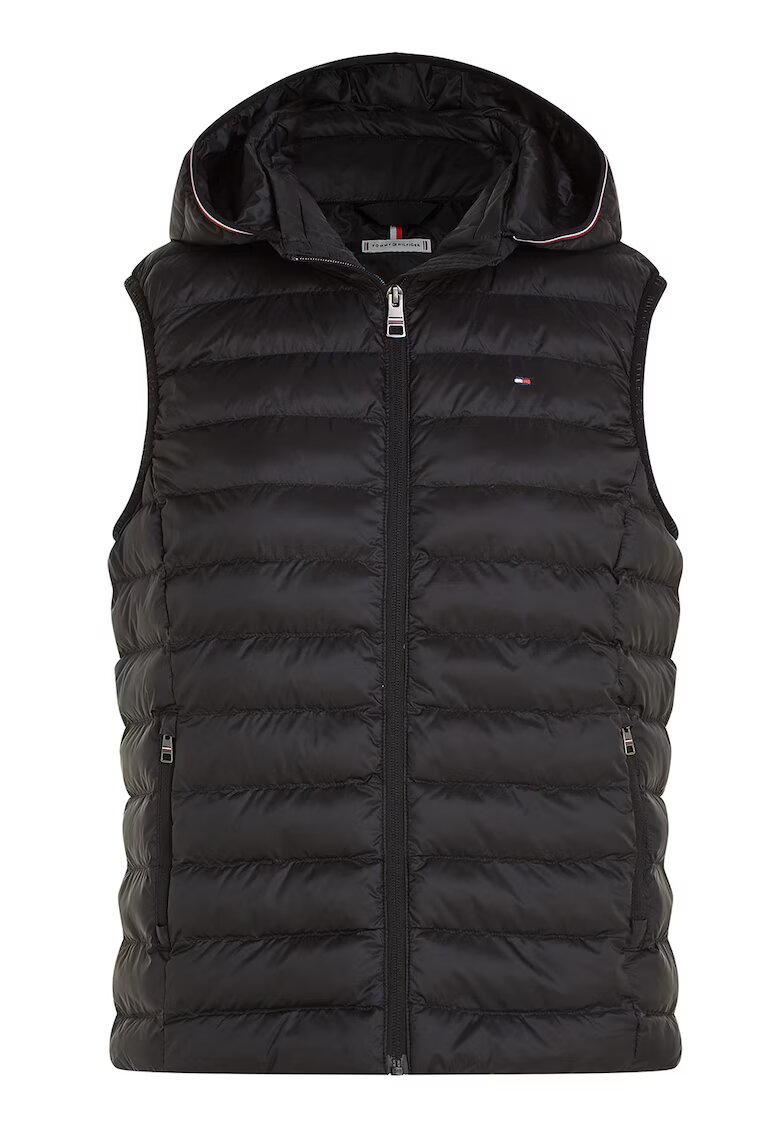 Tommy Hilfiger Vesta usoara matlasata cu gluga - Negru
