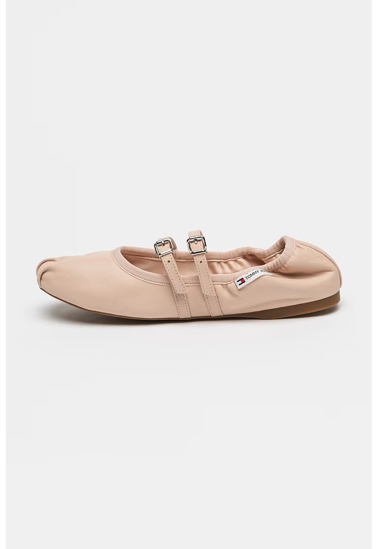 Tommy Jeans Balerini de piele cu catarama - Roz somon
