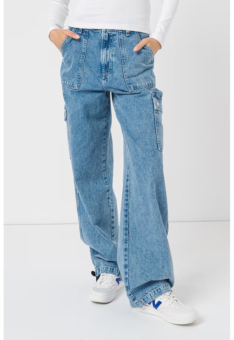 Tommy Jeans Blugi cargo cu talie inalta si croiala ampla Claire - Albastru deschis