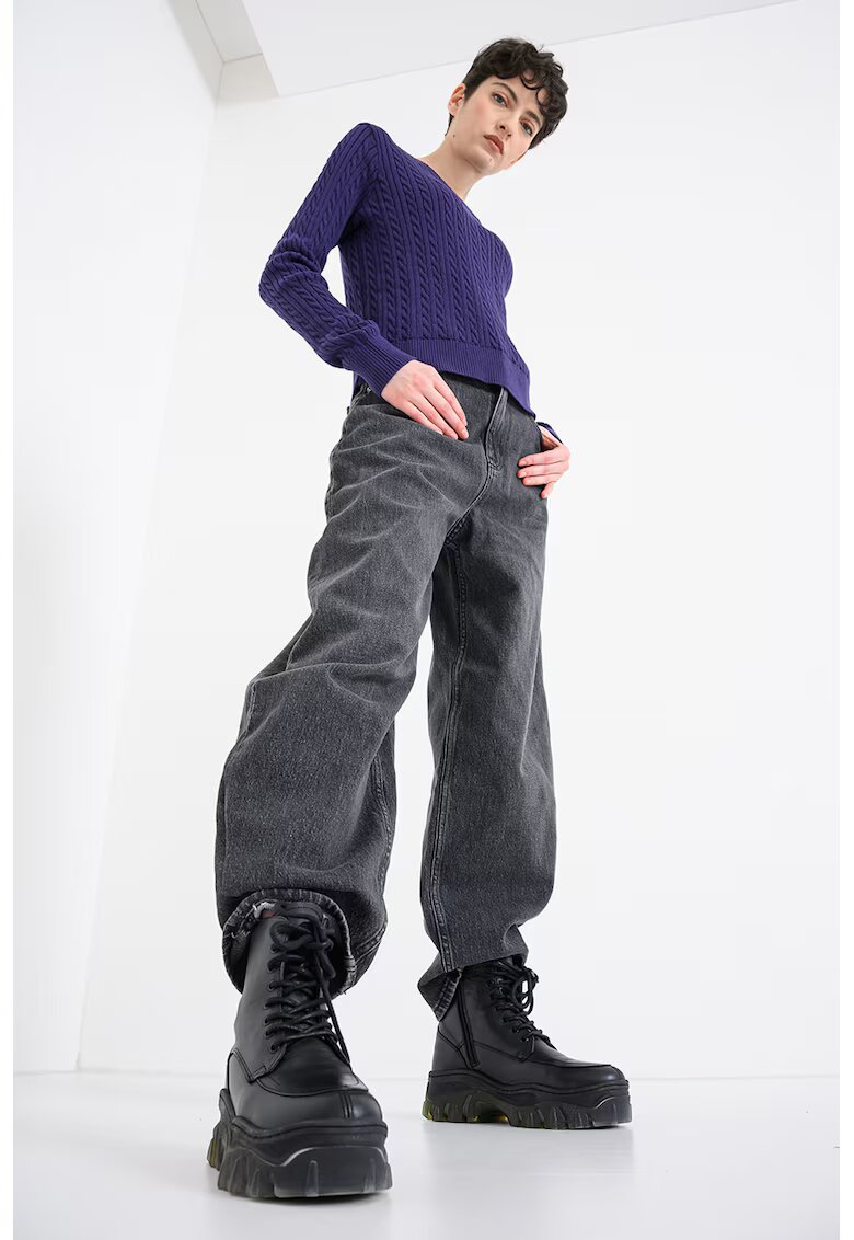 Tommy Jeans Blugi relaxed-fit cu talie medie - Gri melange