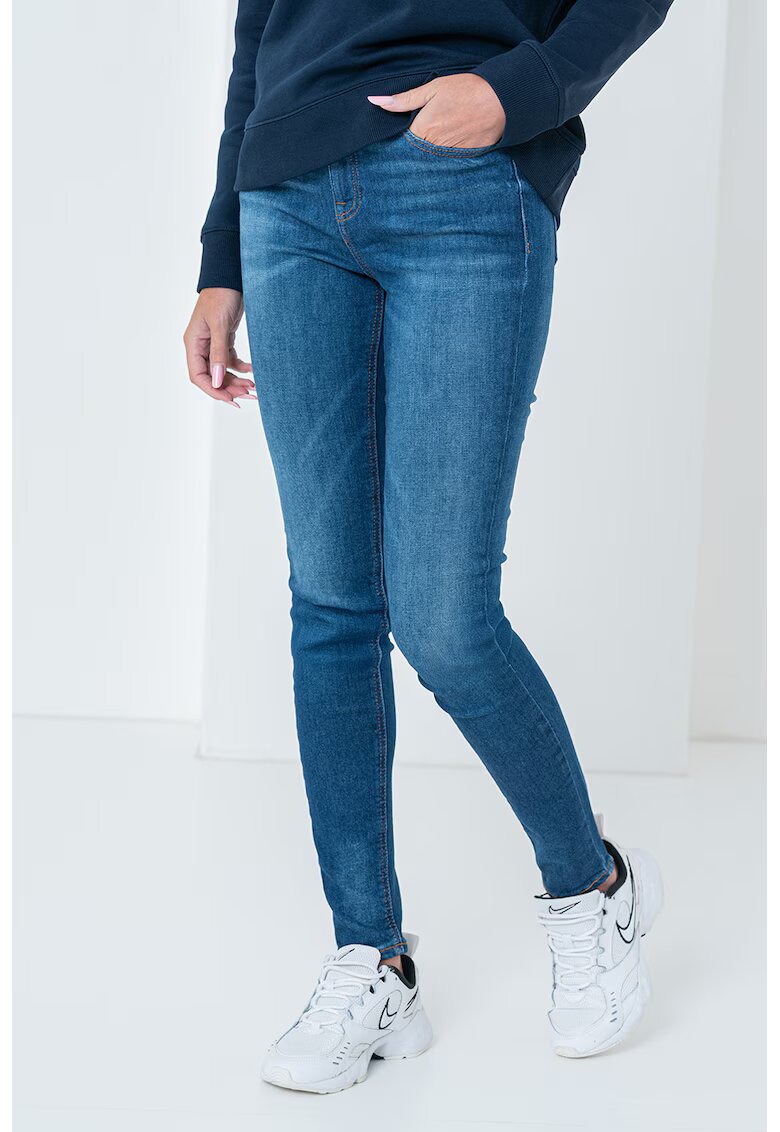 Tommy Jeans Blugi skinny cu talie medie - Albastru inchis