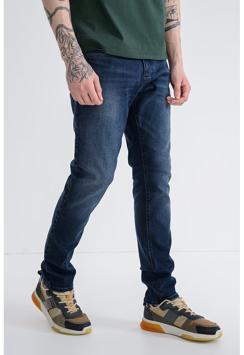 Tommy Jeans Blugi slim fit cu aspect decolorat - Albastru