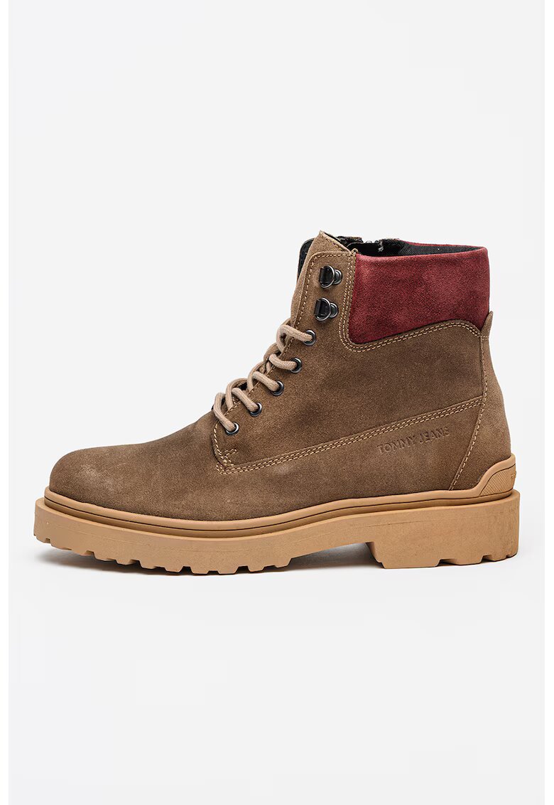 Tommy Jeans Bocanci din piele intoarsa cu fermoar - Maro camel