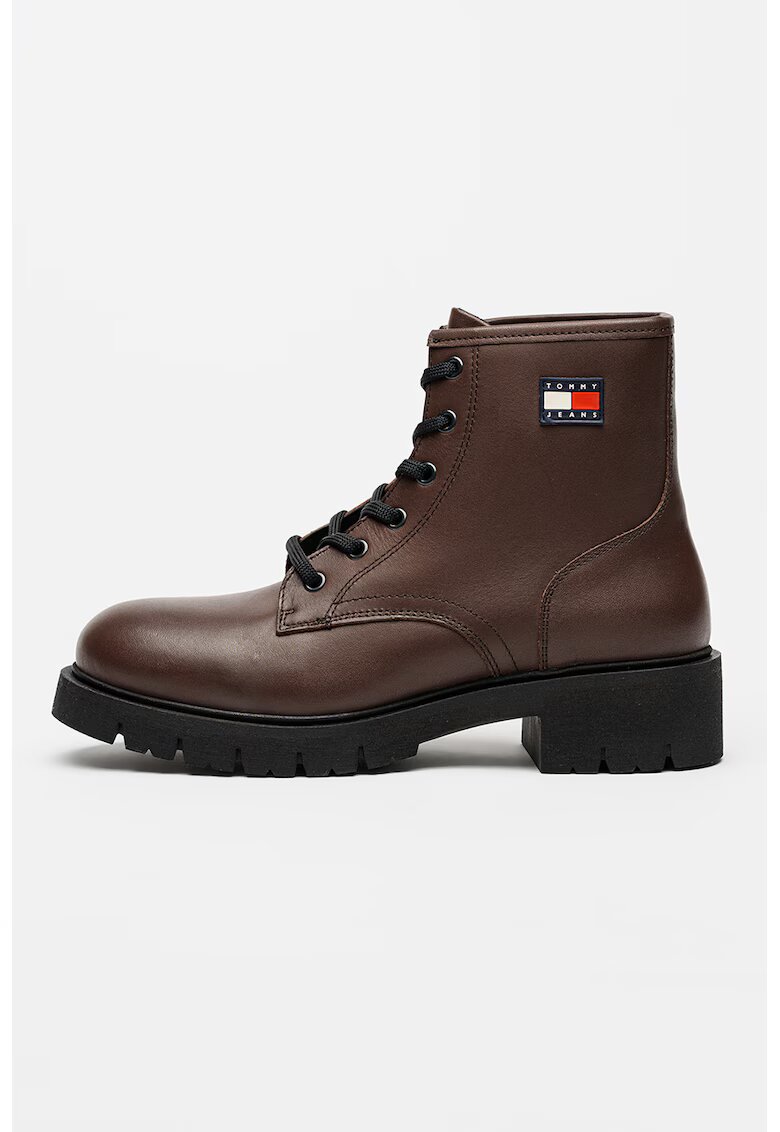 Tommy Jeans Bocanci din piele - Maro cognac