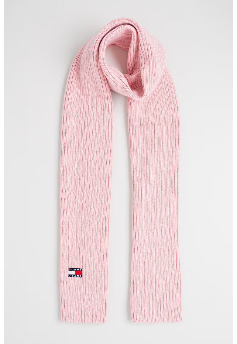 Tommy Jeans Fular striat din bumbac organic Heritage - Roz pastel
