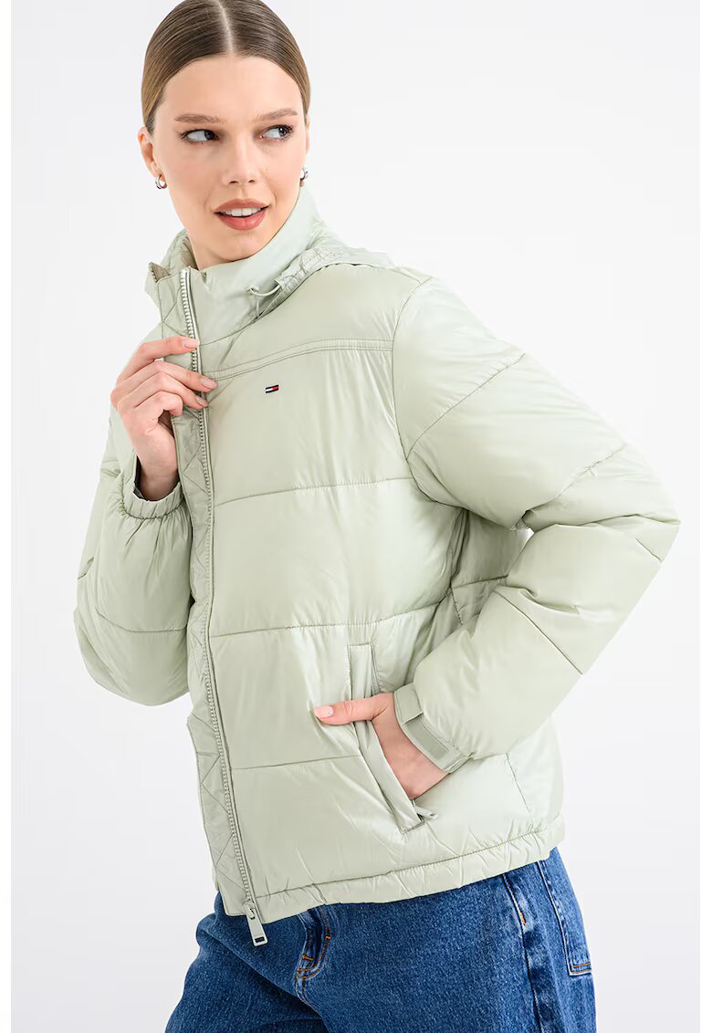 Tommy Jeans Geaca cu vatelina si buzunare laterale - Verde pal