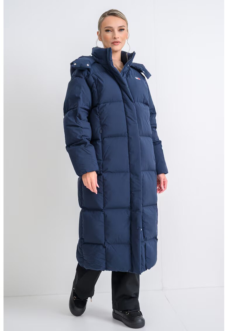 Tommy Jeans Geaca lunga cu umplutura de puf si gluga detasabila - Bleumarin