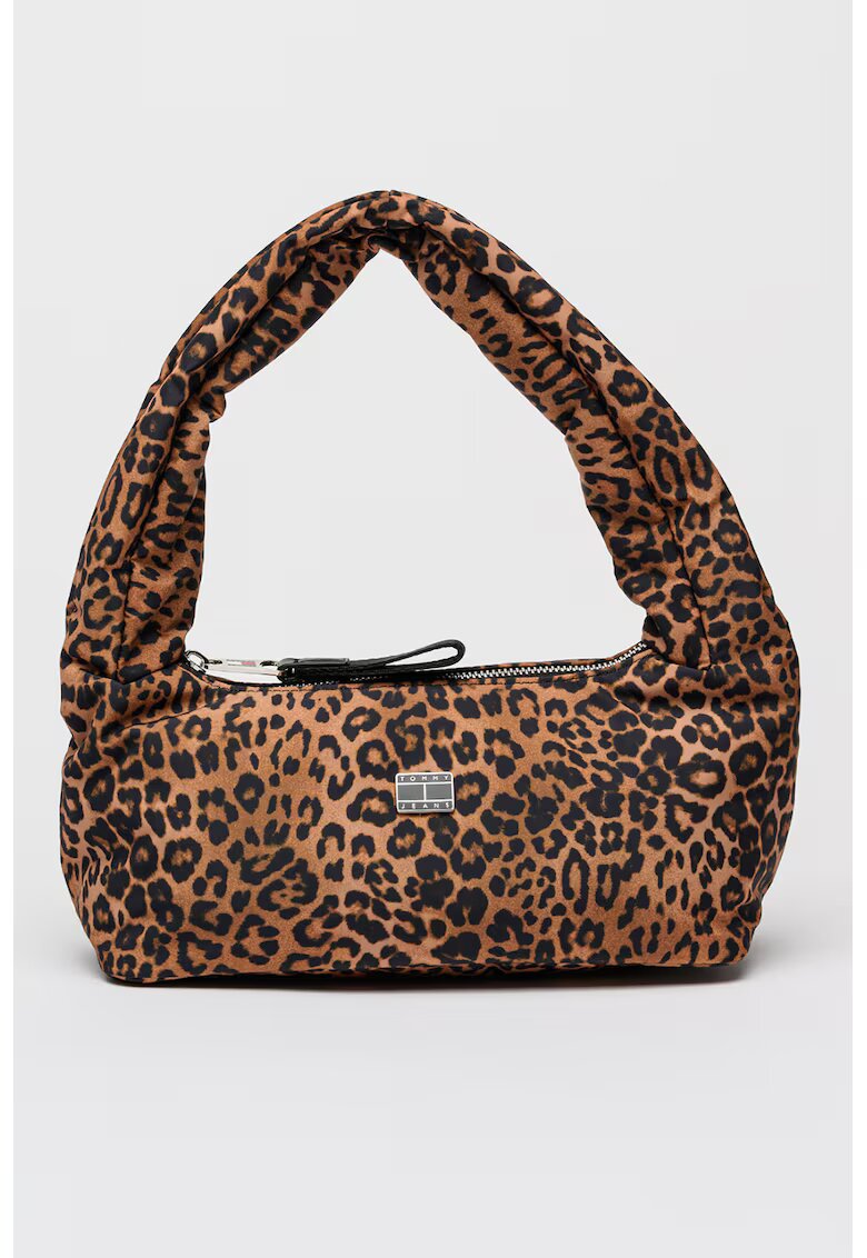 Tommy Jeans Geanta cu animal print - Maro inchis/Maro deschis