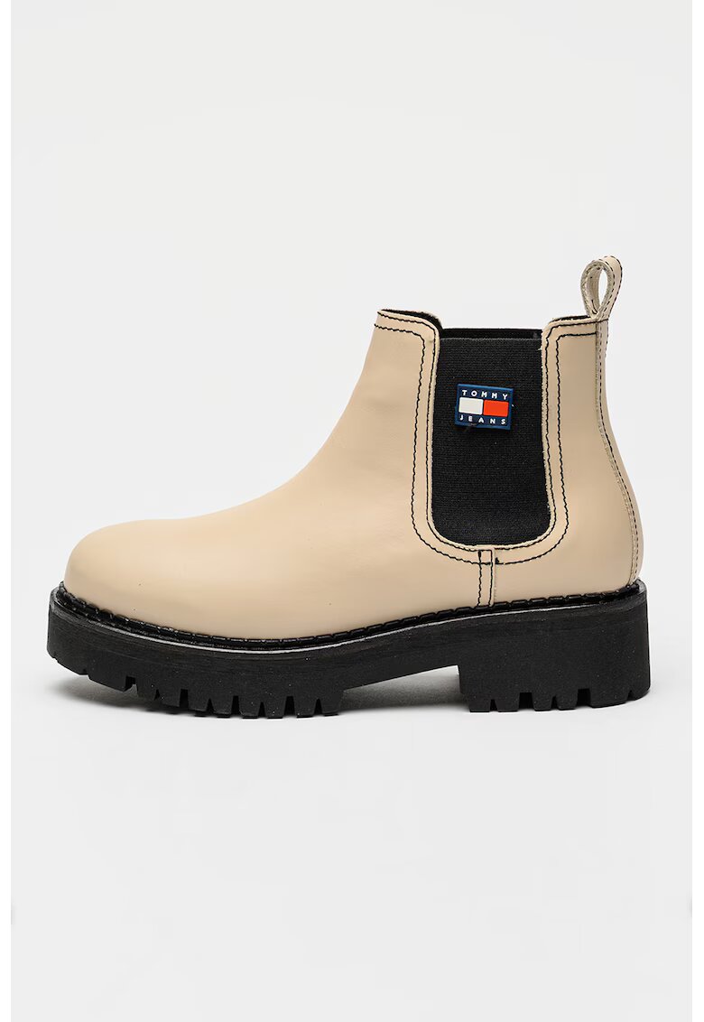 Tommy Jeans Ghete Chelsea de piele - Crem