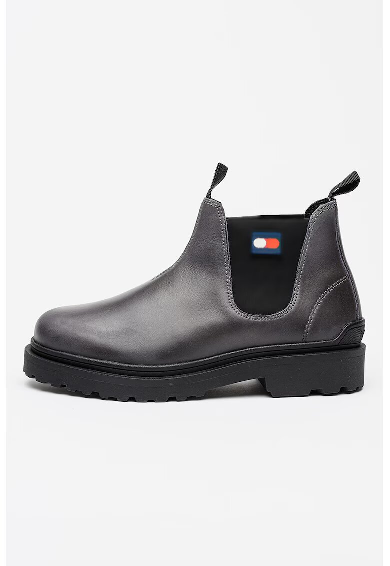 Tommy Jeans Ghete Chelsea din piele - Gri inchis