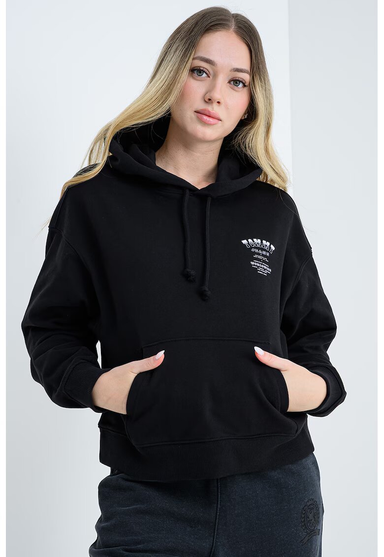 Tommy Jeans Hanorac cu buzunar kangaroo - Negru