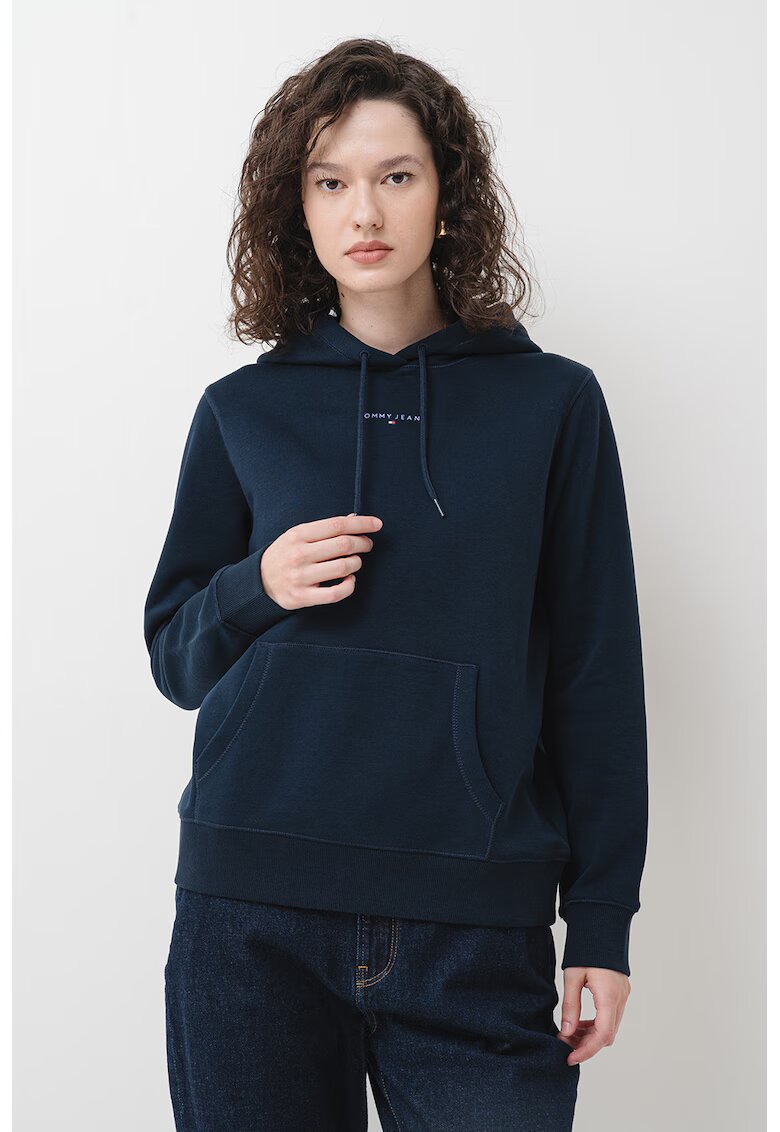 Tommy Jeans Hanorac cu buzunar kangaroo si detaliu logo - Bleumarin