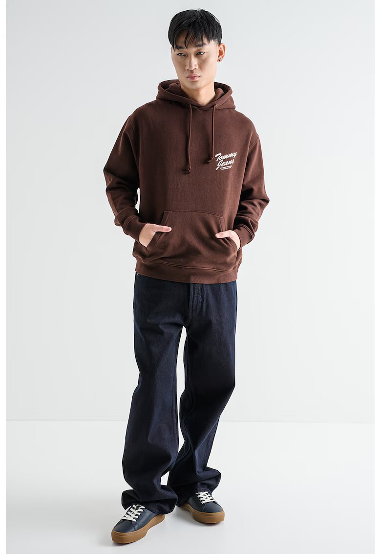 Tommy Jeans Hanorac cu imprimeu contrastant pe partea din spate - Alb fildes/Maro