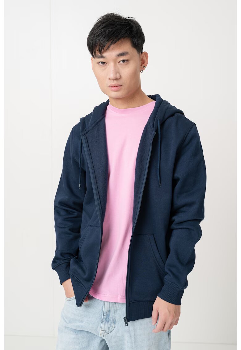 Tommy Jeans Hanorac regular fit cu fermoar si logo - Bleumarin