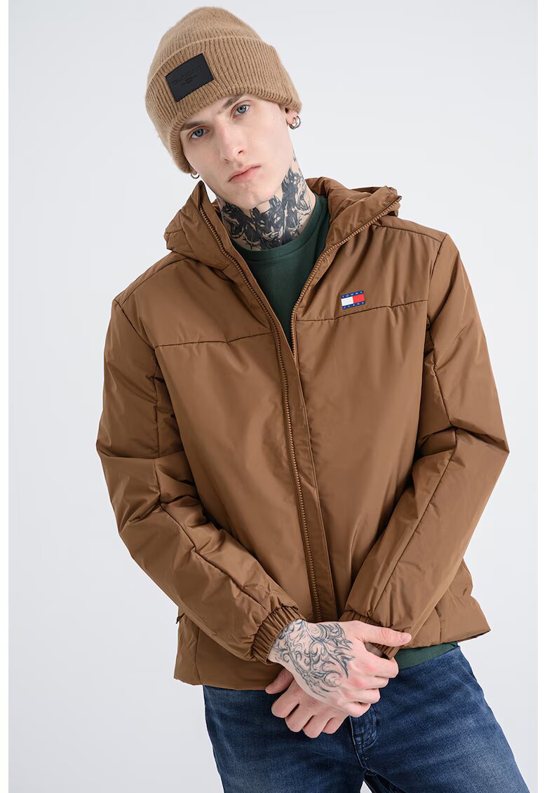 Tommy Jeans Jacheta cu gluga si logo - Maro