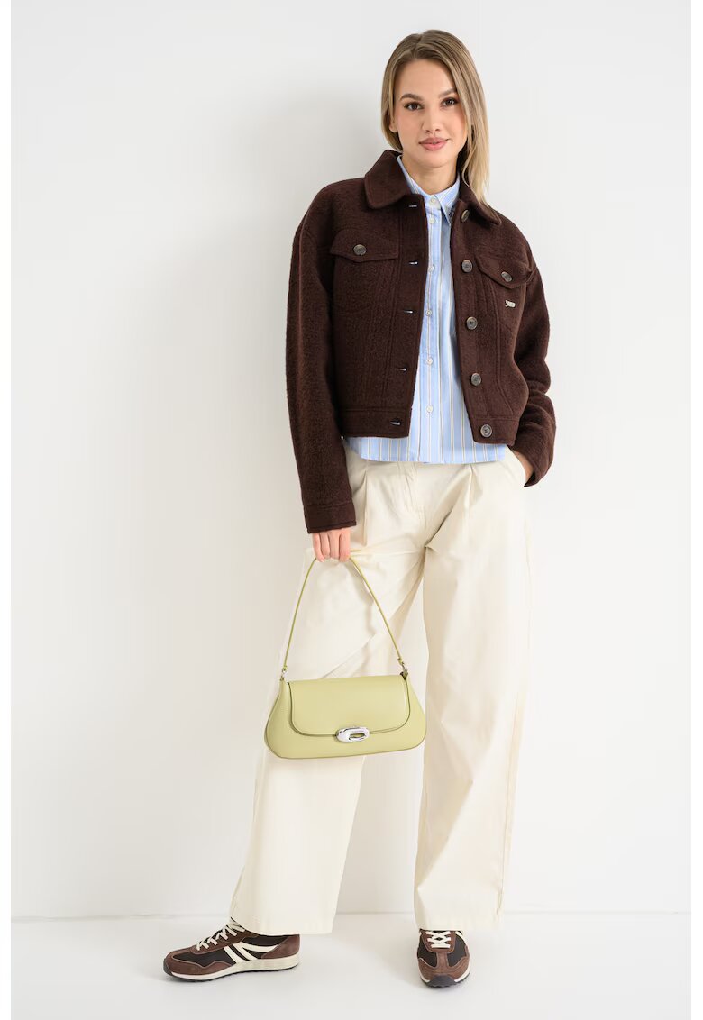 Tommy Jeans Jacheta din amestec de lana cu buzunare cu clapa - Maro