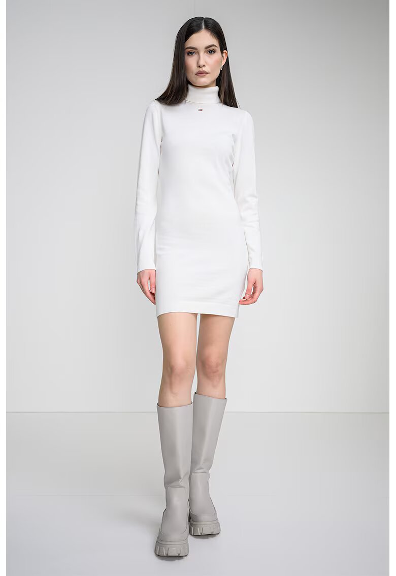 Tommy Jeans Rochie cambrata tricotata fin - Alb