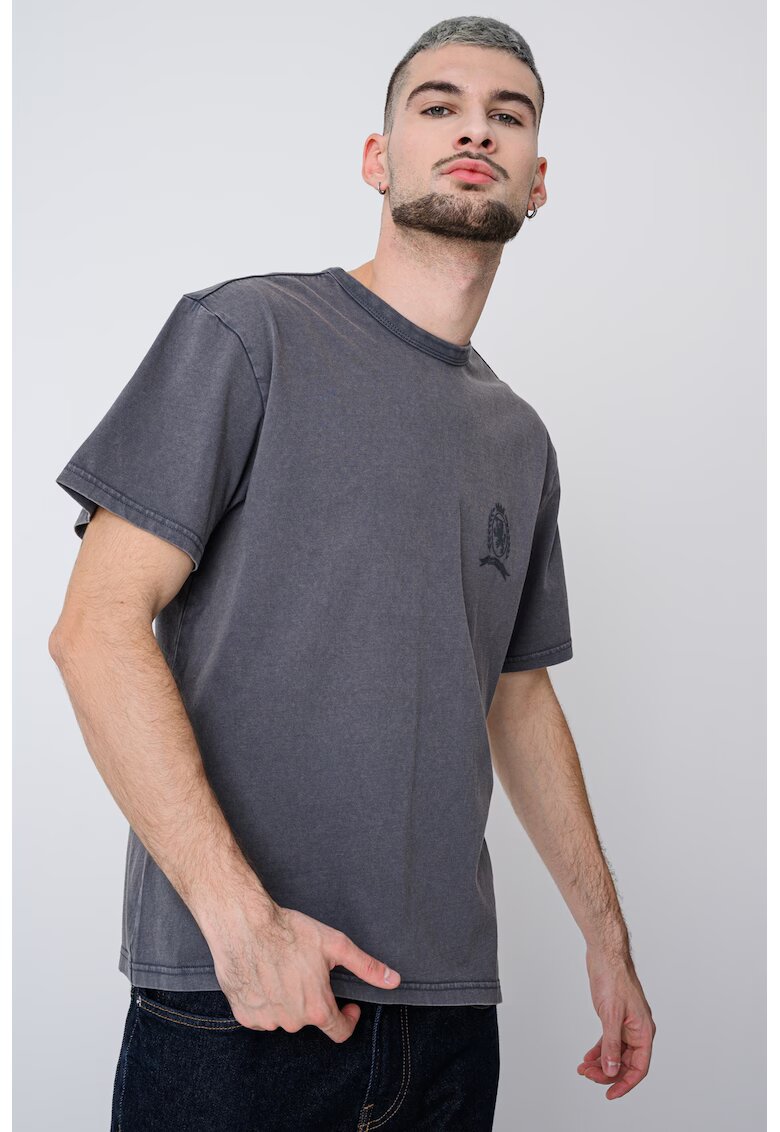 Tommy Jeans Tricou de bumbac cu aspect decolorat - Gri cenusiu