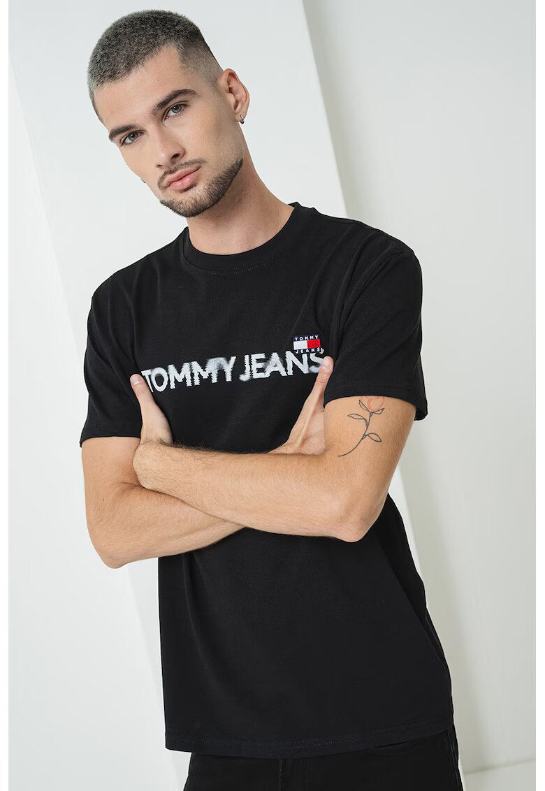 Tommy Jeans Tricou de bumbac cu imprimeu logo - Negru