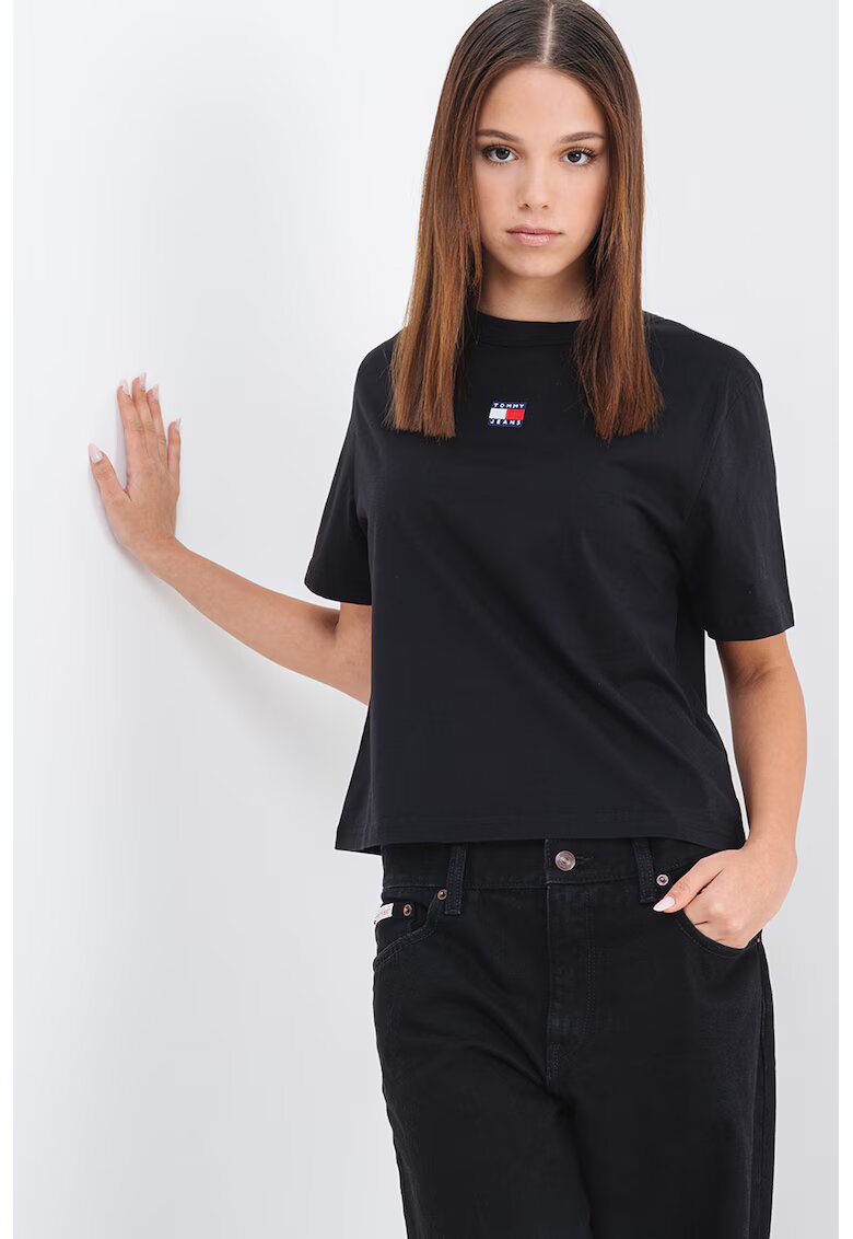Tommy Jeans Tricou lejer de bumbac - Rosu/Negru