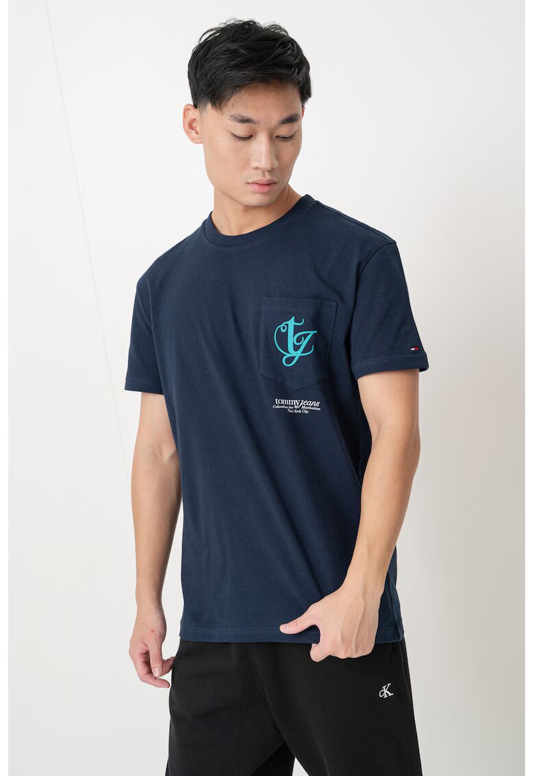 Tommy Jeans Tricou regular fit cu buzunar pe piept - Bleumarin