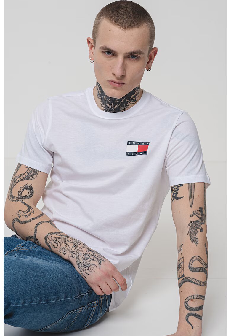 Tommy Jeans Tricou slim-fit cu imprimeu logo - Alb
