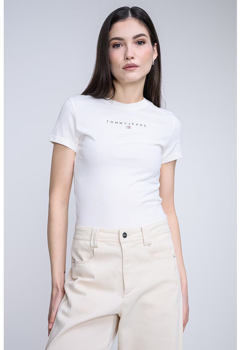 Tommy Jeans Tricou slim fit cu logo - Crem