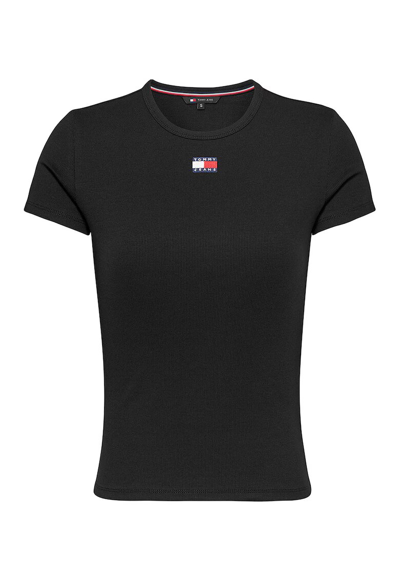 Tommy Jeans Tricou slim fit striat - Negru