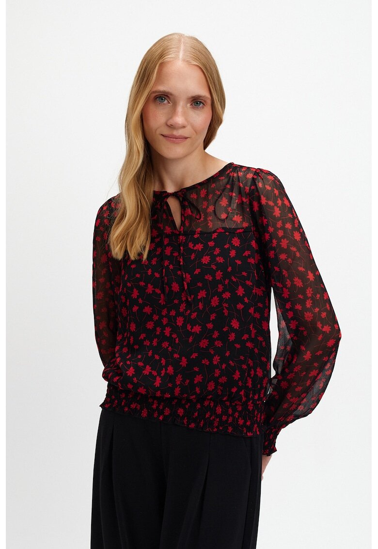 Top Secret Bluza semitrasnaprenta cu model floral - Rosu/Negru