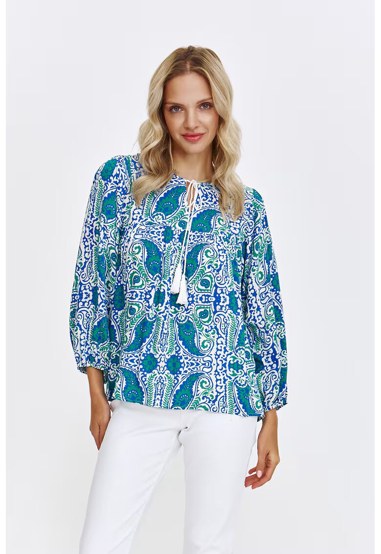 Top Secret Bluza supradimensionata cu model - Alb/Albastru royal/Verde aquamarin
