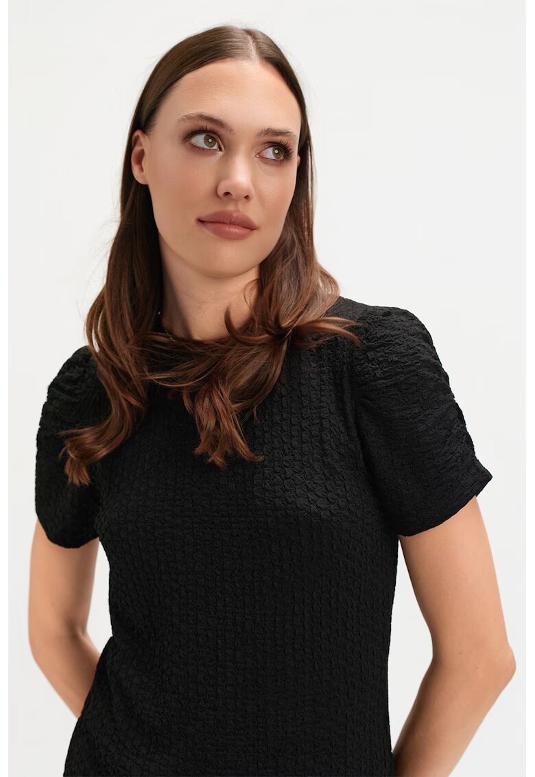 Top Secret Bluza texturata cu maneci bufante - Negru