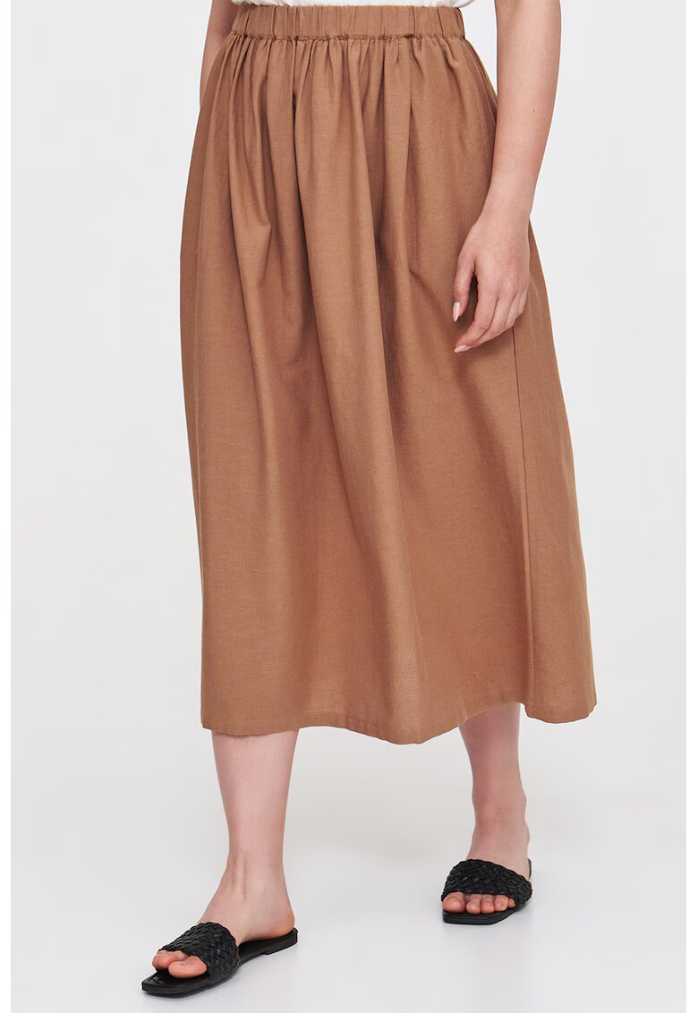 Top Secret Fusta din amestec de in cu talie elastica - Maro camel