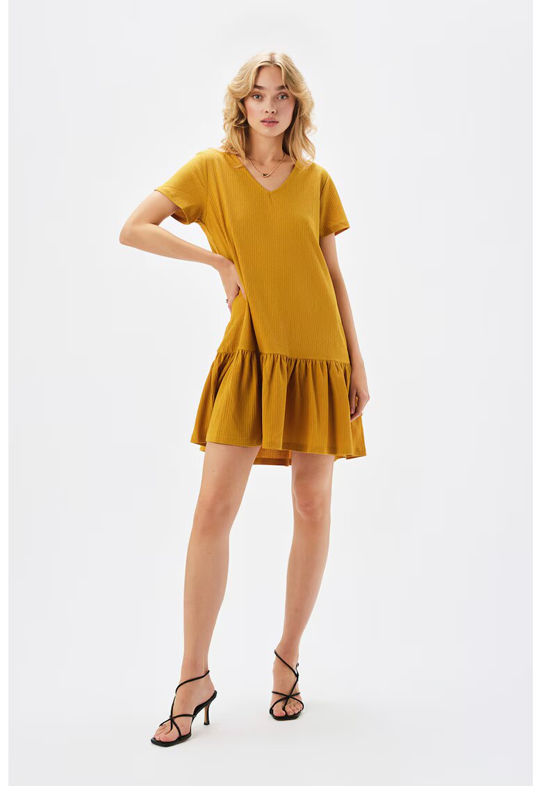 Top Secret Rochie evazata cu maneci scurte - Galben mustar