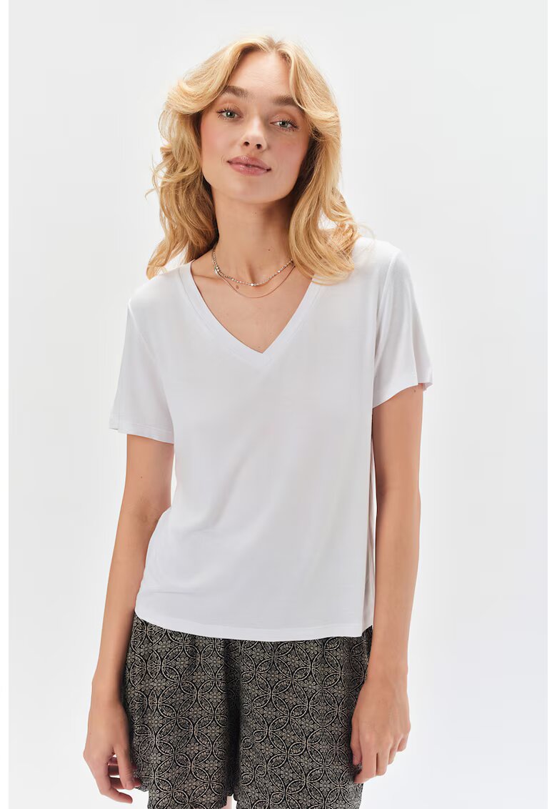 Top Secret Tricou cu decolteu in V - Alb