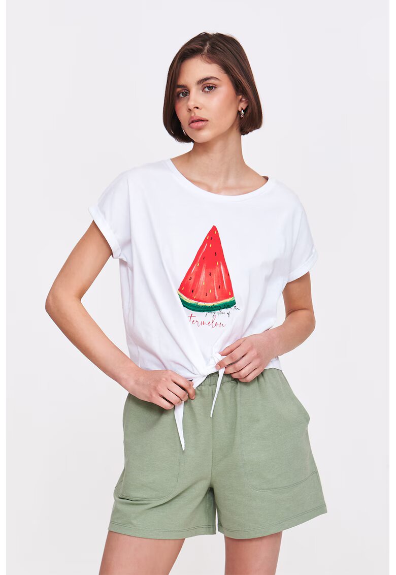 Top Secret Tricou cu decolteu rotund - Rosu/Alb
