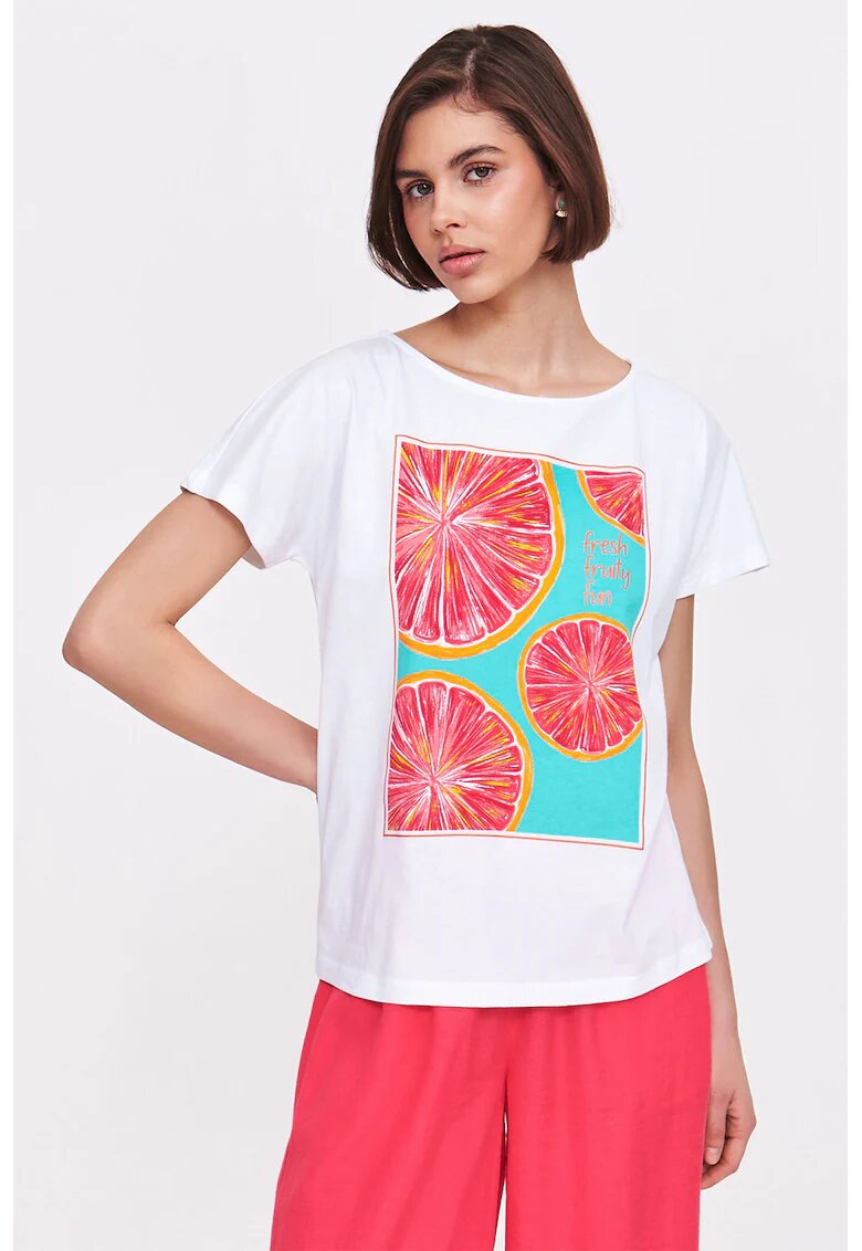 Top Secret Tricou de bumbac cu decolteu rotund - Rosu/Alb/Turcoaz